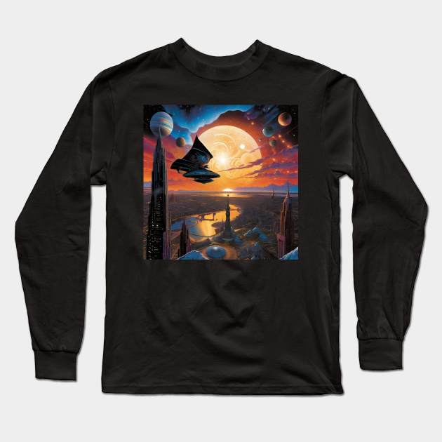 Alien Dreamscape Surreal Sci-Fi Landscapes 12 Long Sleeve T-Shirt by Benito Del Ray